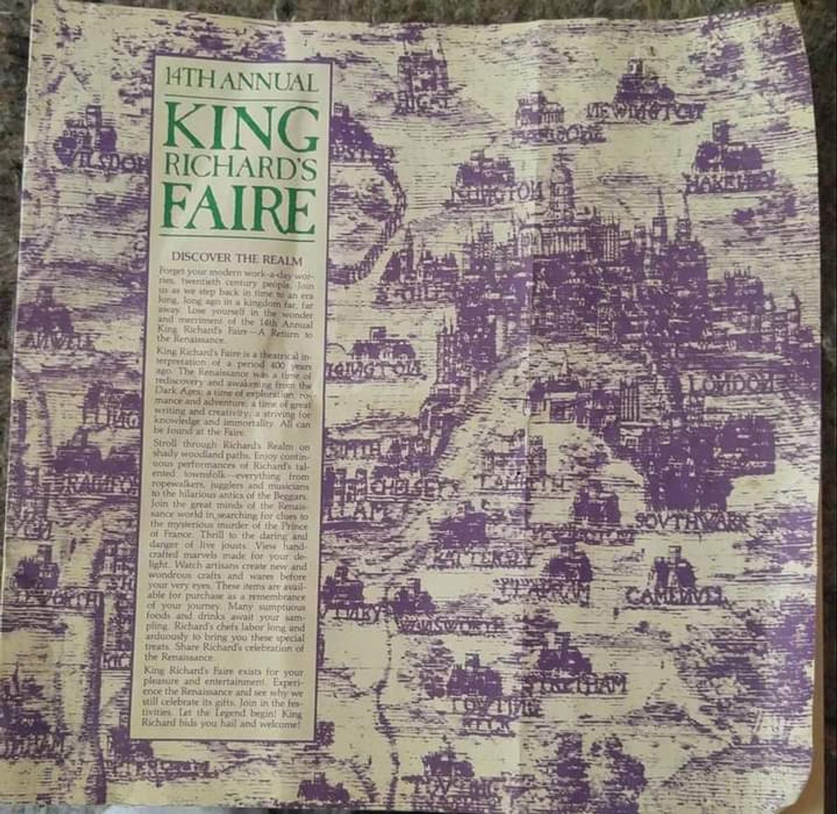 BACK IN THE DAY, IT WAS A REALLY BIG FAIRE!: Here is The Programme Cover of the 1986 14th Annual King Richard's Faire of Kenosha, Wisconsin. BACK IN THE DAY, IT WAS A REALLY BIG FAIRE!: Here is The Programme Cover of the 1986 14th Annual King Richard's Faire of Kenosha, Wisconsin.