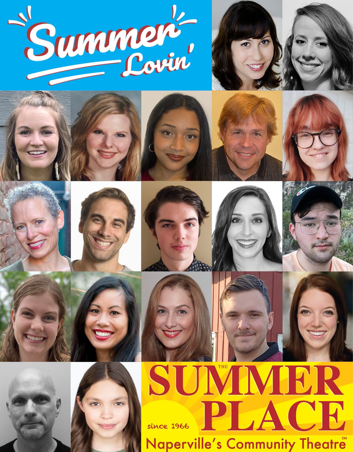Cast headshots with logo