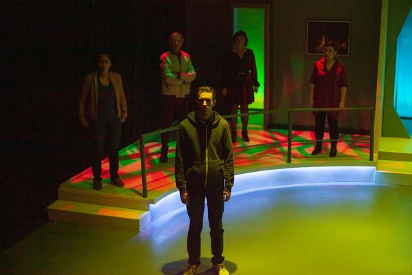 Drew Benjamin Jones and Laura Domingo are Nick and Deanna, two astronauts on a one-way journey into the furthest reaches of space. Photo credit: Michael Kruse Craig. 2