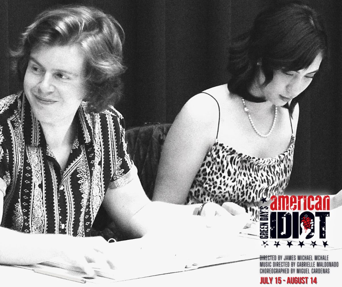 Christopher Diem and Angie Chavez during the first read-through of "Green Day's American Idiot" Directed by James Michael McHale, running July 15- August 14 at Chance Theater in Anaheim, CA. Christopher Diem and Angie Chavez during the first read-through of "Green Day's American Idiot" Directed by James Michael McHale, running July 15- August 14 at Chance Theater in Anaheim, CA.