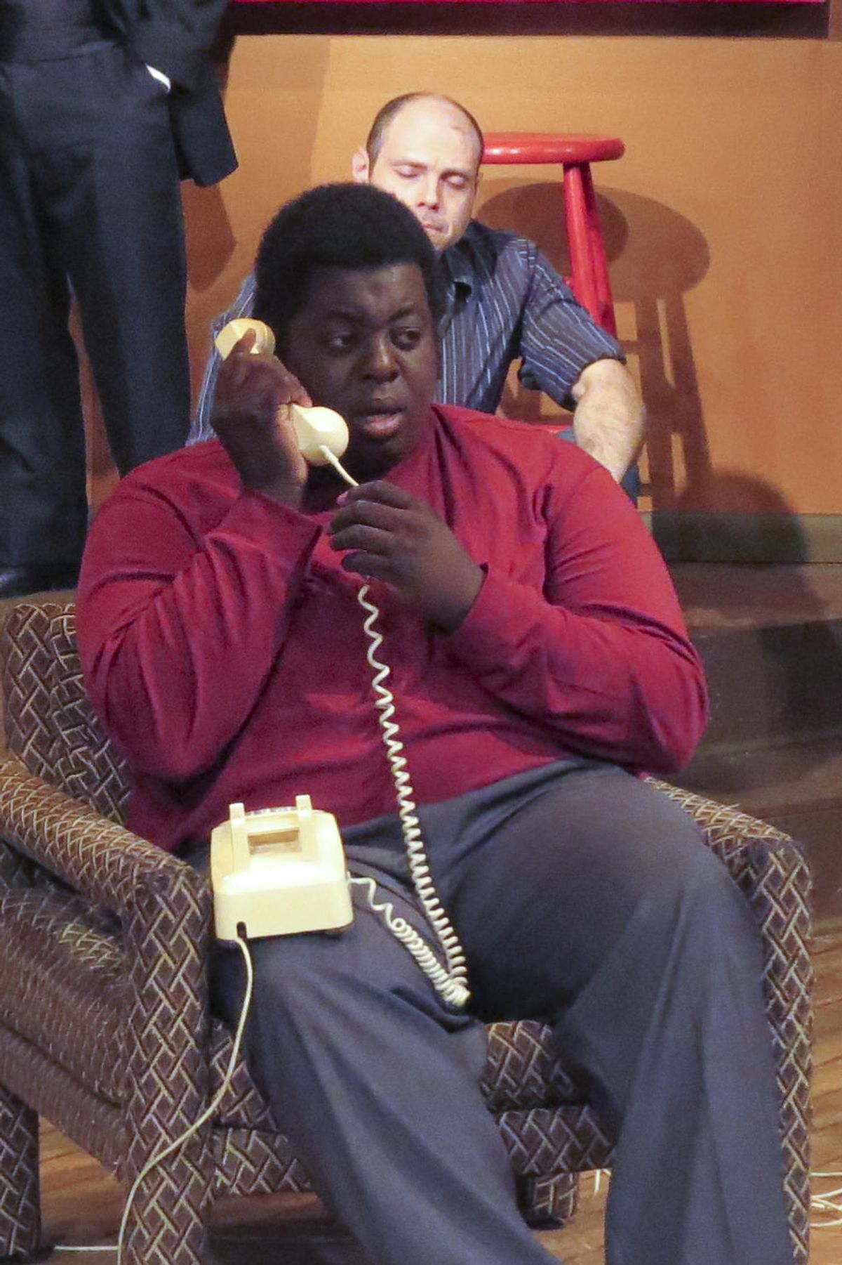 Bernard (Joshua Thompson) makes a harrowing phone call as Donald (Jake Williams) looks on.
Photo by Arienne Davey