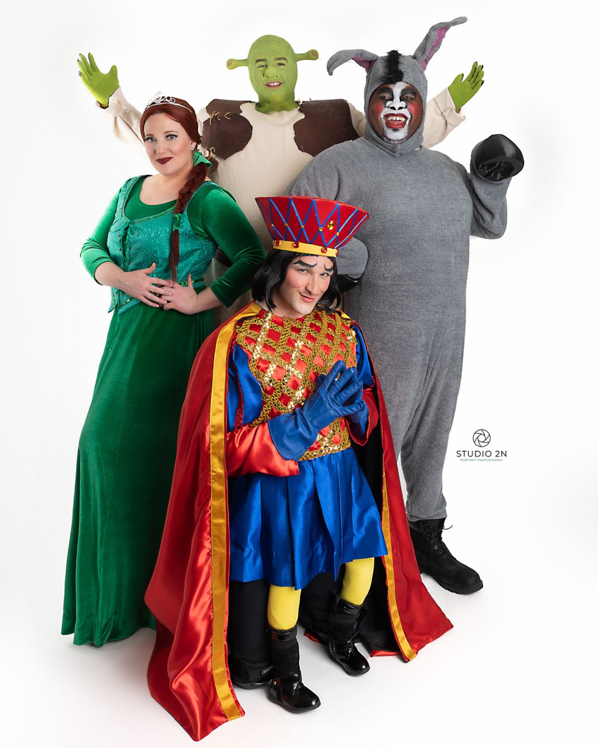 Clockwise from left: Princess Fiona (Sarah Connor of East Montpelier/Winooski), Shrek (Ry Poulin of Winooski), Donkey (Izzy Gilbert of Burlington) and Lord Farquaad (Sean Reeks of Williston) star in Lyric Theatre Company's "Shrek The Musical," April 13-16 at the Flynn in Burlington. Photo by Studio 2N Photography. Clockwise from left: Princess Fiona (Sarah Connor of East Montpelier/Winooski), Shrek (Ry Poulin of Winooski), Donkey (Izzy Gilbert of Burlington) and Lord Farquaad (Sean Reeks of Williston) star in Lyric Theatre Company's "Shrek The Musical," April 13-16 at the Flynn in Burlington. Photo by Studio 2N Photography.