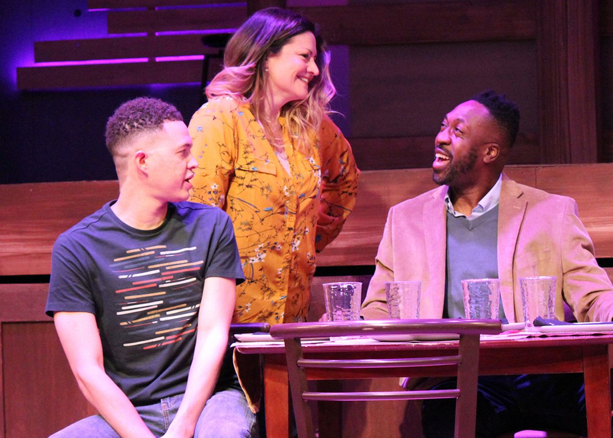 Jaylen Baham, Jocelyn A. Brown, and Tym Brown in "Next to Normal," the Pulitzer Prize-winning musical by Tom Kitt and Brian Yorkey. Directed by Matthew McCray, with music direction by Stephen Hulsey, this brave and groundbreaking musical plays January 28 - February 27, 2022 at the Bette Aitken theater arts Center. Photo by Camryn Long. 