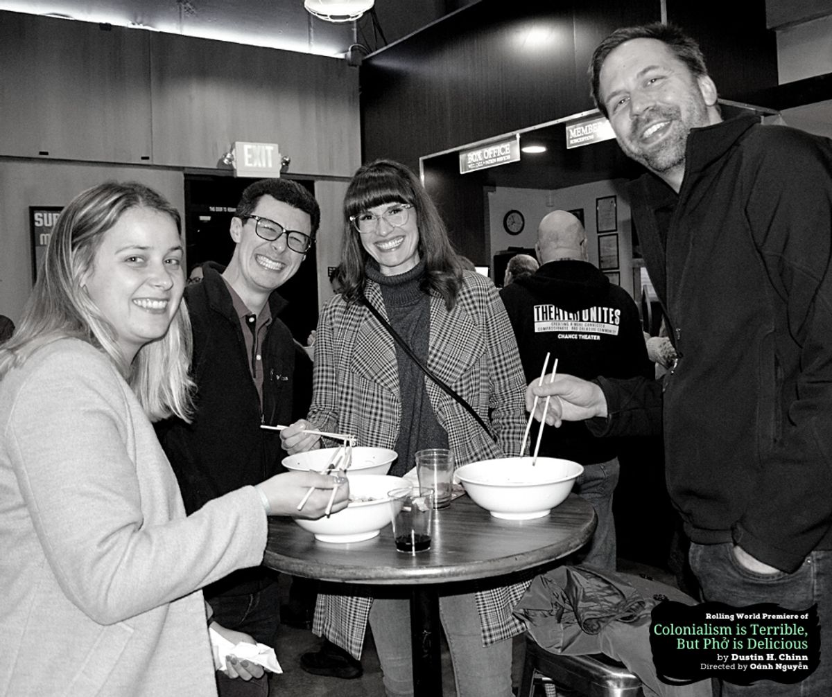 Design Preview Party for the rolling world premiere of "Colonialism is Terrible But Phở is Delicious" at Chance Theater. Photo by Daniel Meyers.