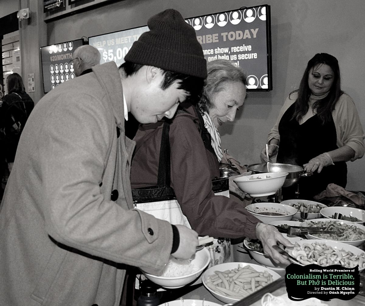 Design Preview Party for the rolling world premiere of "Colonialism is Terrible But Phở is Delicious" at Chance Theater. Photo by Daniel Meyers.