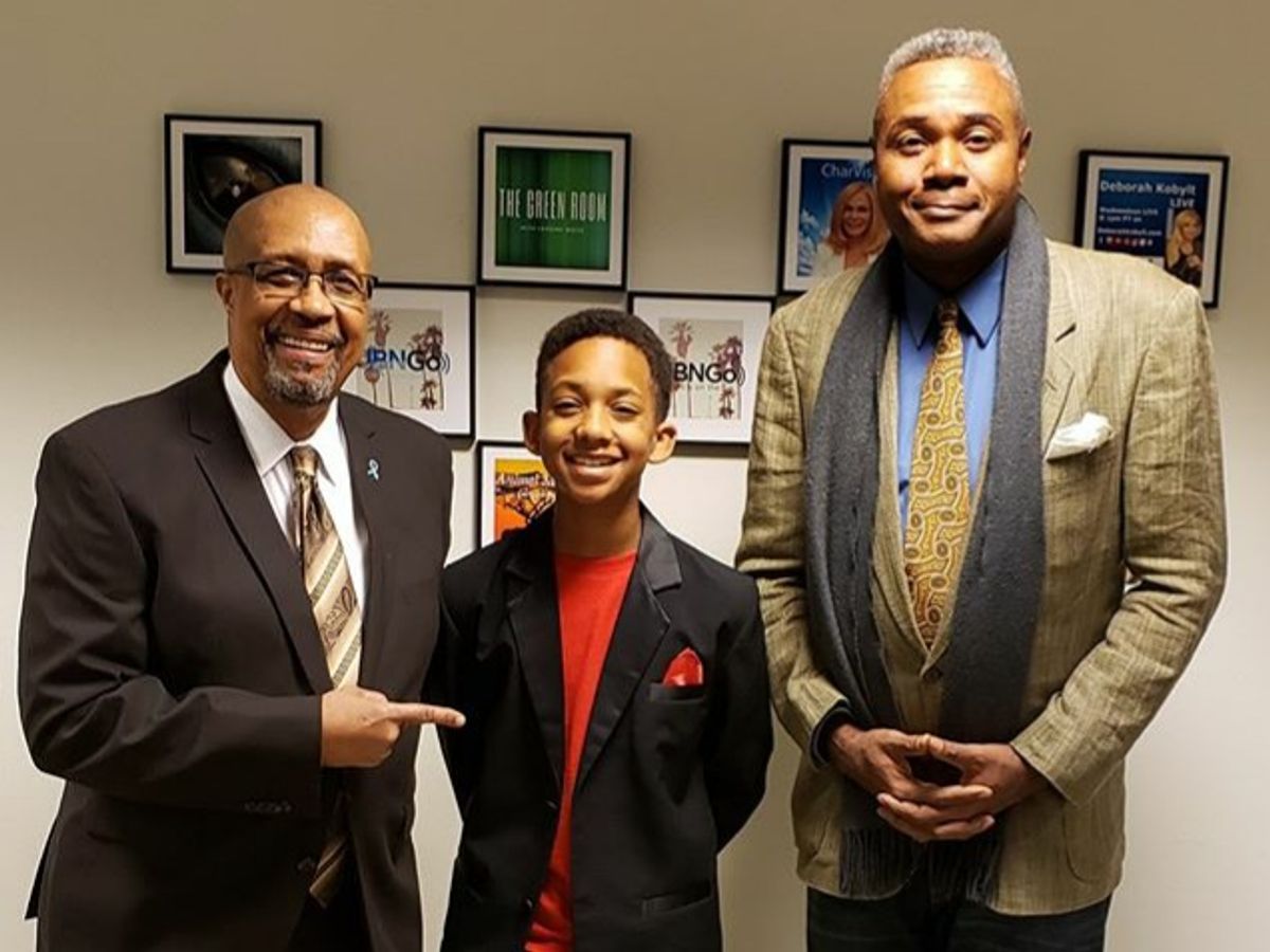 THE SECOND TIME WAS TWICE AS NICE!: Seen here with veteran entertainment journalist and reporter Ron Brewington and talented young Los Angeles television and stage actor Brandin Stennis, Excaliber Shakespeare Company of Chicago and Excaliber Shakespeare Company Los Angeles Archival Project Founder Darryl Maximilian Robinson discussed more of his theatrical endeavors including his 2019 Broadwayworld Chicago Award nomination for Best Performer In A Musical or Revue ( Resident Non-Equity  ) for his critically-praised performance in the dual roles of The Chairman Mr. William Cartwright and Mayor Thomas Sapsea in the 2018 Saint Sebastian Players of Chicago revival of Rupert Holmes' Tony Award-winning Best Musical Whodunit "The Mystery of Edwin Drood" during his second visit as A Guest Actor on "The Actor's Choice" Episode 5.52 on December 30, 2019. Photo courtesy of 'The Actor's Choice.'