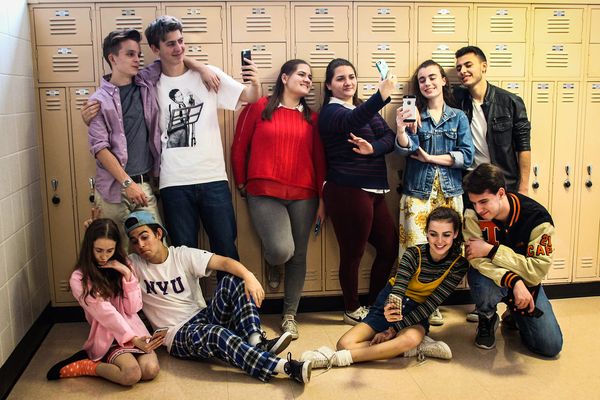 From the cast of “Fake News!” (Top, left to right:) Luc Gervais, Kai Marrelli, Anne Lundvall, Lauren Lundvall, Emma Powell, Yan Oliveira, (bottom, left to right:) Haley Aldrich, Jesse Lanham, Caroline Dayton and Jackson Bauer.   1