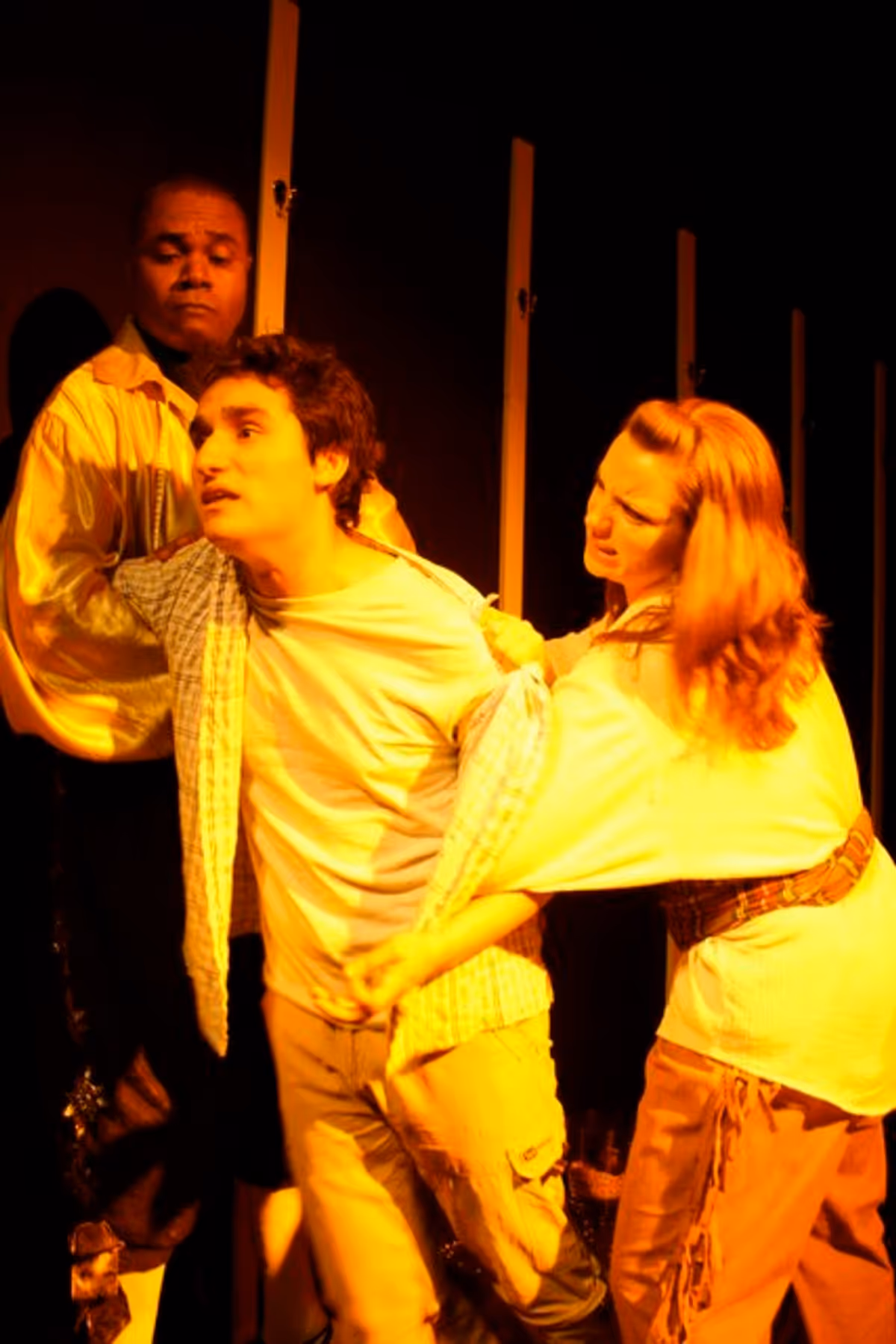 REAL LIFE IS NOT ALWAYS NICE!: Darryl Maximilian Robinson as Henry Albertson, Michael David as Matt and Stacy Lynn Baker as Mortima in the 2010 Tribe Productions 50th anniversary revival production of Tom Jones' and Harvey Schmidt's "The Fantasticks" presented as part of the first-ever Hollywood Fringe Festival at The Complex Theatre of Los Angeles. REAL LIFE IS NOT ALWAYS NICE!: Darryl Maximilian Robinson as Henry Albertson, Michael David as Matt and Stacy Lynn Baker as Mortima in the 2010 Tribe Productions 50th anniversary revival production of Tom Jones' and Harvey Schmidt's "The Fantasticks" presented as part of the first-ever Hollywood Fringe Festival at The Complex Theatre of Los Angeles.