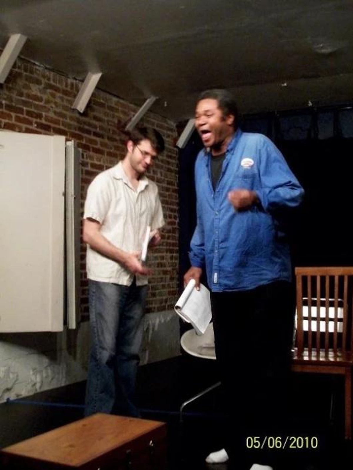 Complex Rehearsal: Christopher Karbo as El Gallo and Darryl Maximilian Robinson as Henry Albertson of The Fantasticks prepare for the 2010 Hollywood revival.