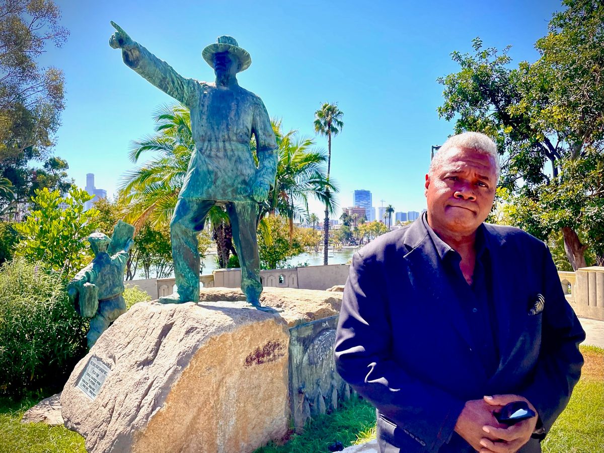 Welcome To MacArthur Park: Veteran stage actor and play director Darryl Maximilian Robinson felt that MacArthur Park with its noted Levitt Pavilion stage was an ideal place to record a new theatre video of Edgar Allan Poe's 'The Conqueror Worm'. Photo by Danny Belrose. Welcome To MacArthur Park: Veteran stage actor and play director Darryl Maximilian Robinson felt that MacArthur Park with its noted Levitt Pavilion stage was an ideal place to record a new theatre video of Edgar Allan Poe's 'The Conqueror Worm'. Photo by Danny Belrose.