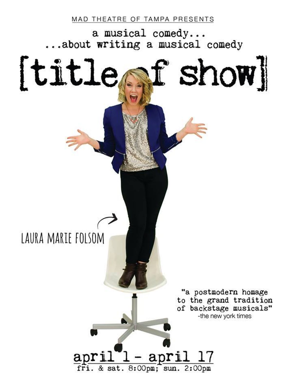 Laura Marie Folsom as Heidi from mad Theatre of Tampa's [title of show]