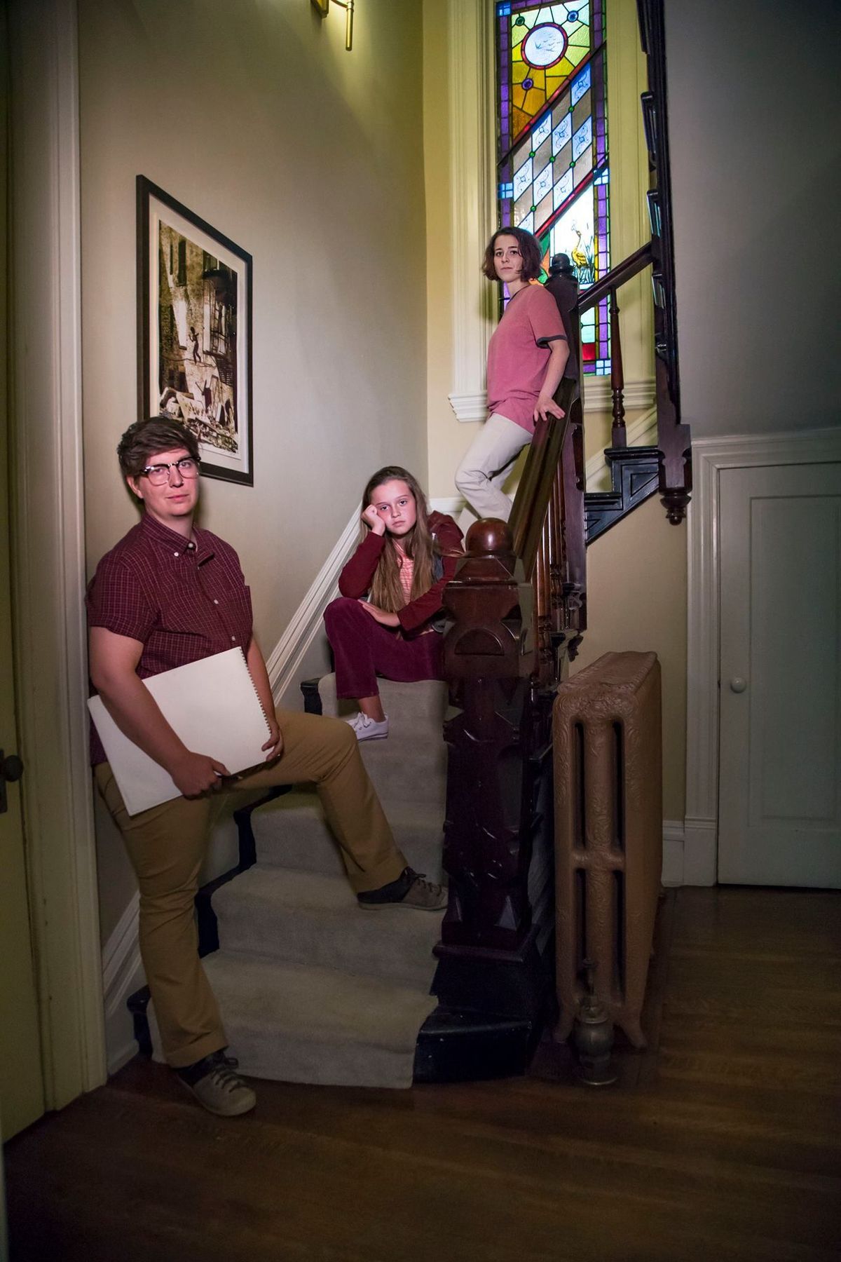 Promotional photo for Fun Home at Circle Theatre - Alison, Small Alison, and Medium Alison.