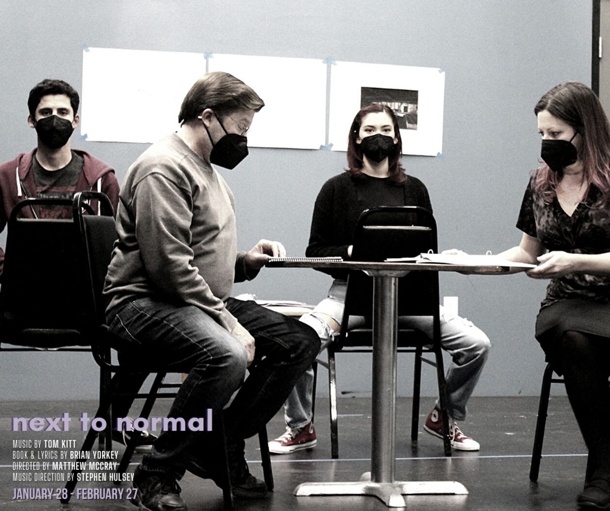 Jared Machado, Angie Chavez, Ron Hastings, and Jocelyn A. Brown in "Next to Normal" Music by Tom Kitt Book & Lyrics by Brian Yorkey Directed by Matthew McCray Music Direction by Stephen Hulsey January 28 - February 27