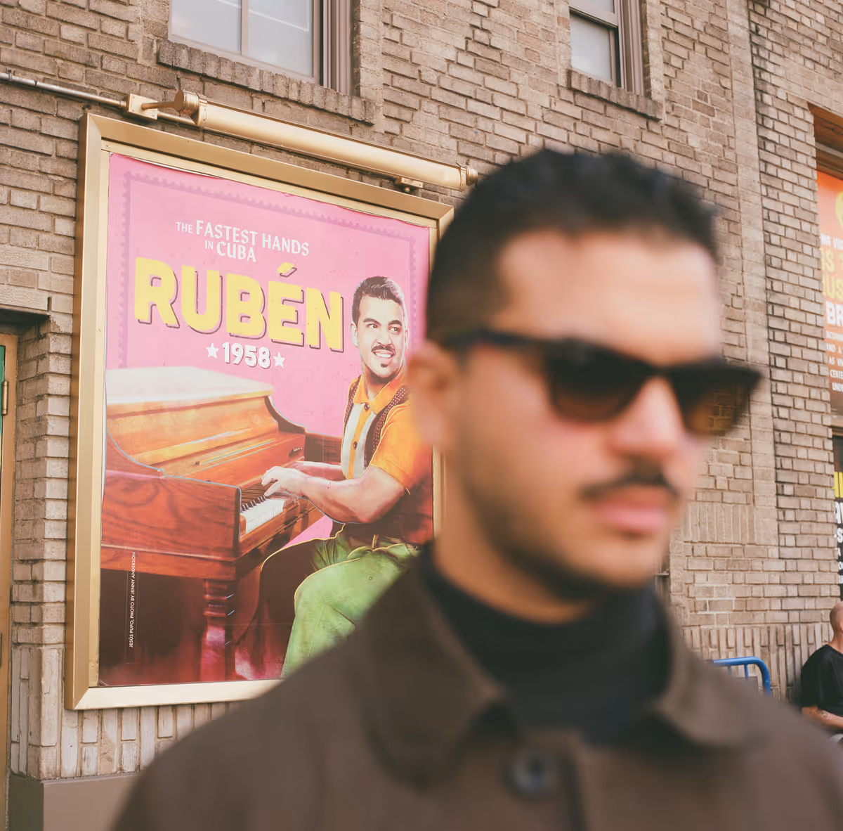 Jes s Pupo, who portrays Young Rub n in Broadway?s Buena Vista Social Club, outside the Gerald Schoenfeld Theatre in New York City. October 2026. Photo by Anyelo Troya.
