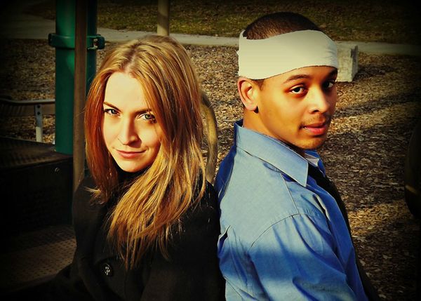 Kelsey Hopkins as Kayleen and Kevin Tate as Doug in Warehouse Theatre's 'Gruesome Playground injuries'.  Photo by Kristofer Green 2