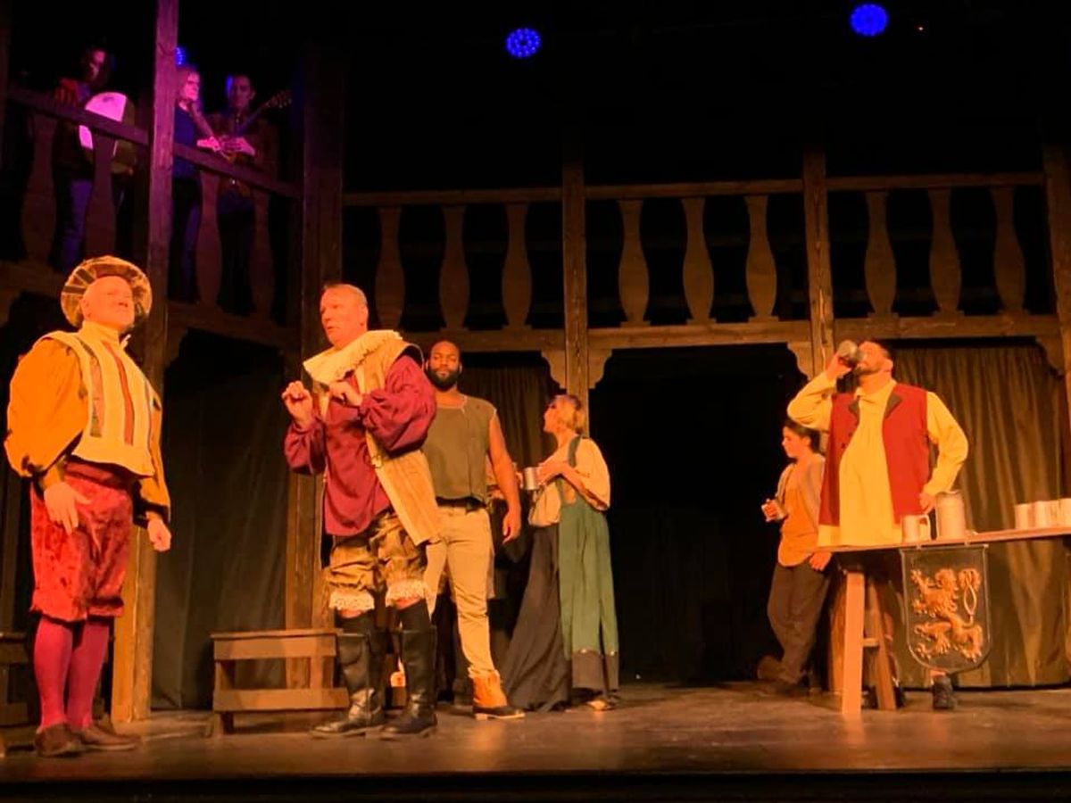 Players and the Lord Chamberlain at the tavern. Players and the Lord Chamberlain at the tavern.