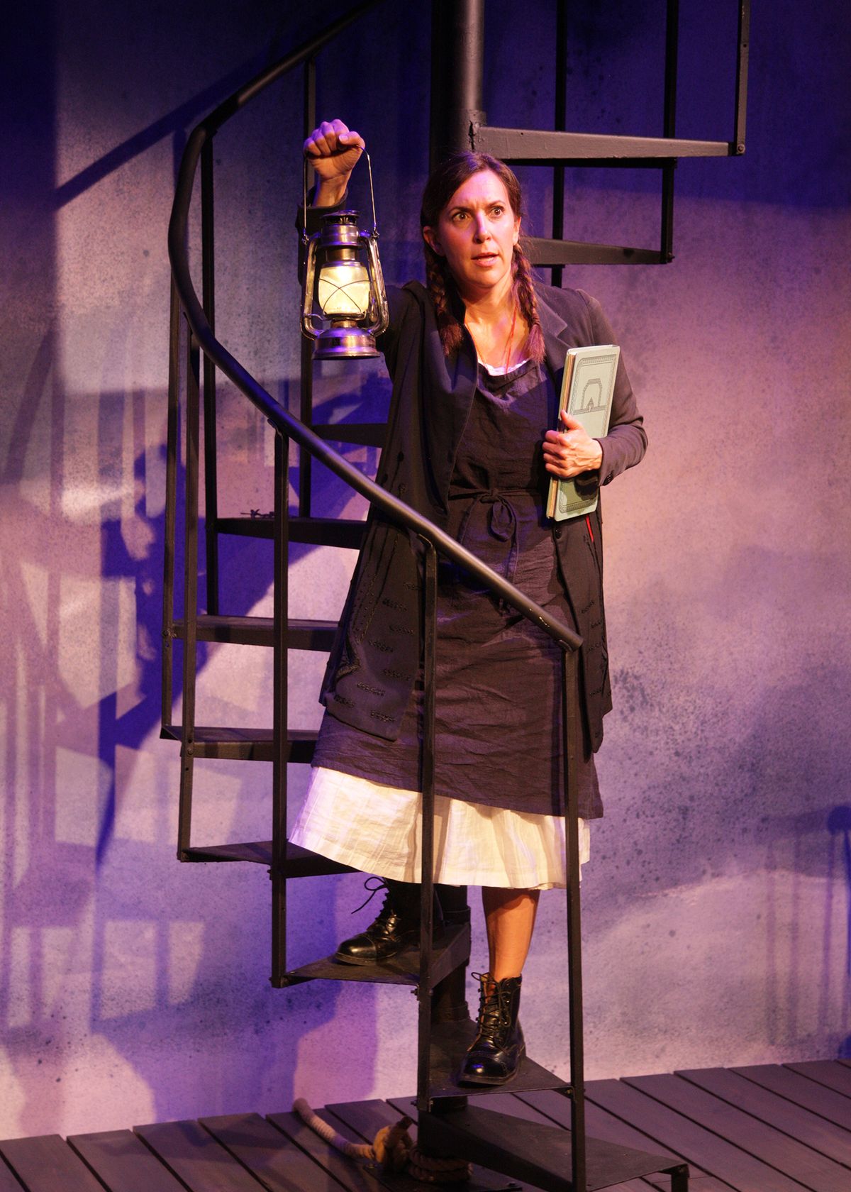 Aubrey Saverino as Abigail Burgess in the world premiere of "Matinicus: The Story of Abigail Burgess" playing May 5 - June 4, 2023 at Bette Aitken theater arts Center on the Fyda-Mar stage at Chance Theater. Written by Jenny Connell Davis; Directed by Katie Chidester. Photo by Doug Catiller.