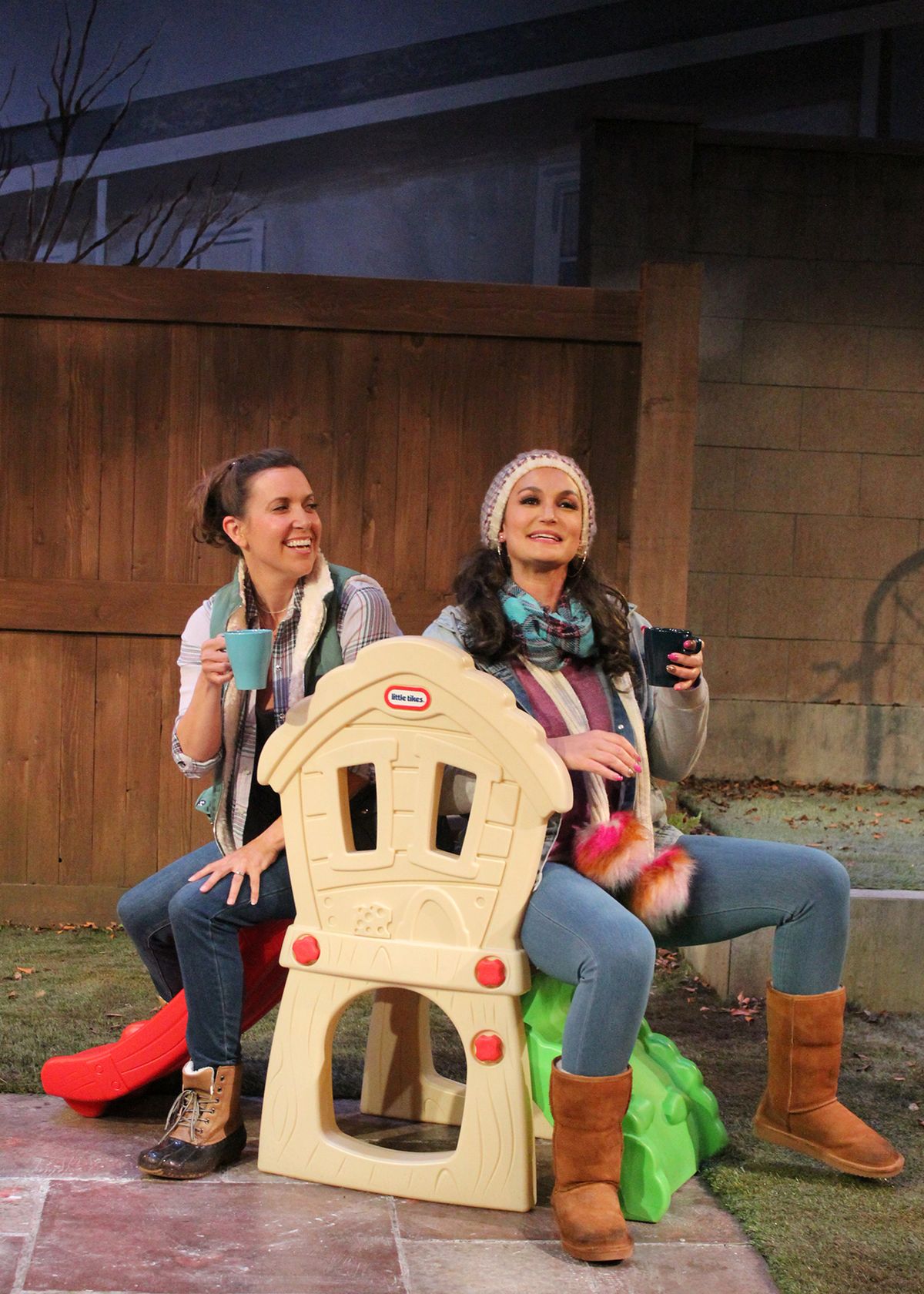 Aubrey Saverino and Amanda Zarr star in the OC premier of Molly Smith Metzler's "Cry It Out." Directed by Elina de Santos, the comedy runs on the Cripe Stage at the Bette Aitken theater arts Center from April 1 - May 1, 2022. Photo by Camryn Long. 