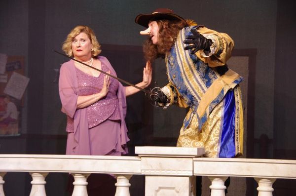 Hysterical antics ensue during Ken Ludwig?s comedy Moon Over Buffalo. Pictured Left to Right; Greg Hay (Michael A. Gravame of Detroit), Howard (Greg Ruvolo of Lathrup Village) and Paul (Wyatt Setty of Harrison Township). 4