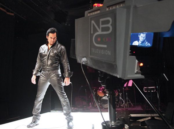 Elvis prepares for the live concert taping of his 1968 Christmas TV special. 1