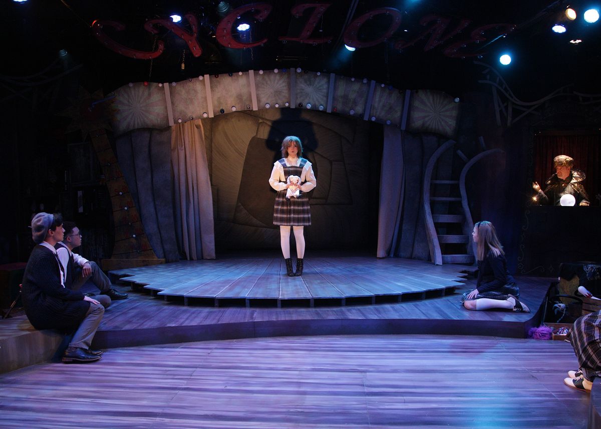 Wyatt Hatfield as Noel Gruber, Jaylen Baham as Ricky Potts, Em Flosi as Jane Doe, Haley Wolff as Ocean O'Connell Rosenberg, and Robert Foran as The Amazing Karnak in Chance Theater's California premiere production of "Ride the Cyclone." Playing January 27 - February 26, 2023 at Bette Aitken theater arts Center on the Cripe Stage. Music, Book, and Lyrics by Jacob Richmond & Brooke Maxwell; Directed by Jocelyn A. Brown; Music Direction by Lex Leigh; Choreographed by Miguel Cardenas. Photo by Doug Catiller, True Image studio Wyatt Hatfield as Noel Gruber, Jaylen Baham as Ricky Potts, Em Flosi as Jane Doe, Haley Wolff as Ocean O'Connell Rosenberg, and Robert Foran as The Amazing Karnak in Chance Theater's California premiere production of "Ride the Cyclone." Playing January 27 - February 26, 2023 at Bette Aitken theater arts Center on the Cripe Stage. Music, Book, and Lyrics by Jacob Richmond & Brooke Maxwell; Directed by Jocelyn A. Brown; Music Direction by Lex Leigh; Choreographed by Miguel Cardenas. Photo by Doug Catiller, True Image studio