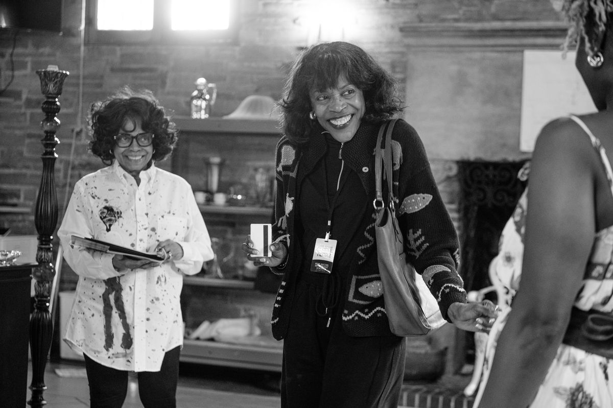 L-R: Denise Burse, Charlayne Woodard and Deborah Joy Winans in rehearsal for Angry, Raucous, and Shamelessly Gorgeous at Geffen Playhouse. Photo by Isaak Berliner.