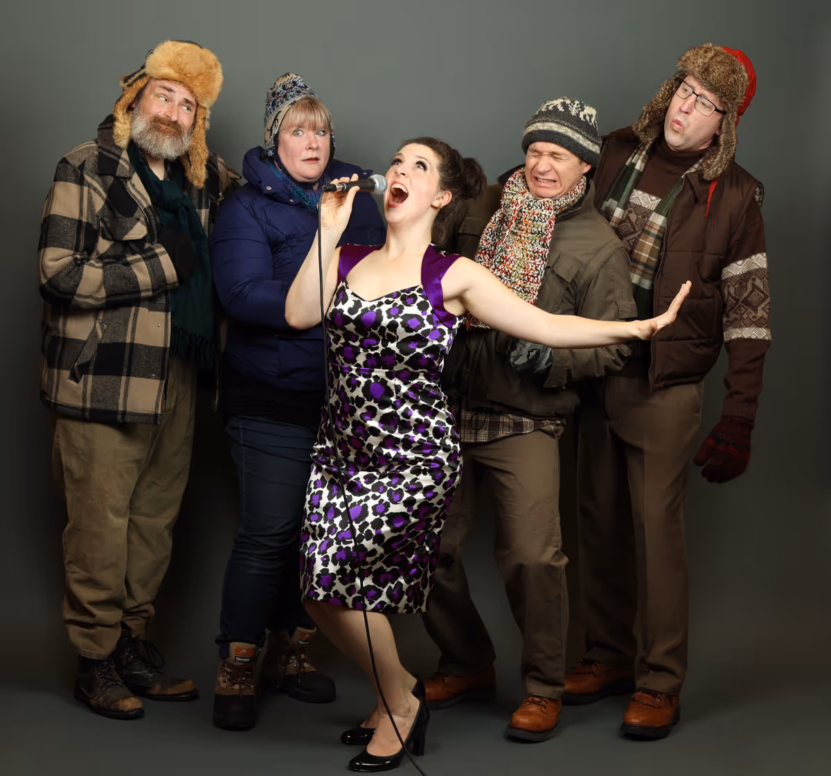 Photo by Craig Mitchelldyer. Pictured from left: Kevin-Michael Moore, Elizabeth Young, Clara-Liis Hillier, Peter Liptak, and Matthew H. Curl. Photo by Craig Mitchelldyer. Pictured from left: Kevin-Michael Moore, Elizabeth Young, Clara-Liis Hillier, Peter Liptak, and Matthew H. Curl.
