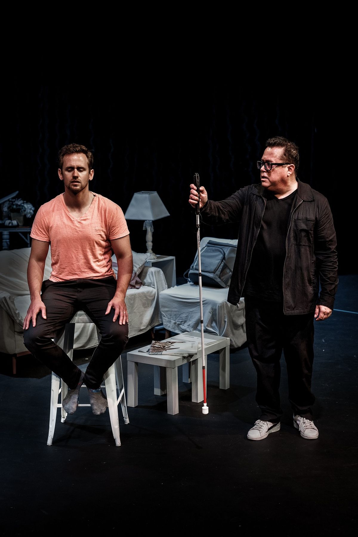 Rehearsal photos from Vantage Theatre''s BEST LAID PLANS by Robert Salerno. In photo: Blake Stadnik (Lucas) and Richard Trujillo (Beethoven). Photo by Steve Murdock Rehearsal photos from Vantage Theatre''s BEST LAID PLANS by Robert Salerno. In photo: Blake Stadnik (Lucas) and Richard Trujillo (Beethoven). Photo by Steve Murdock