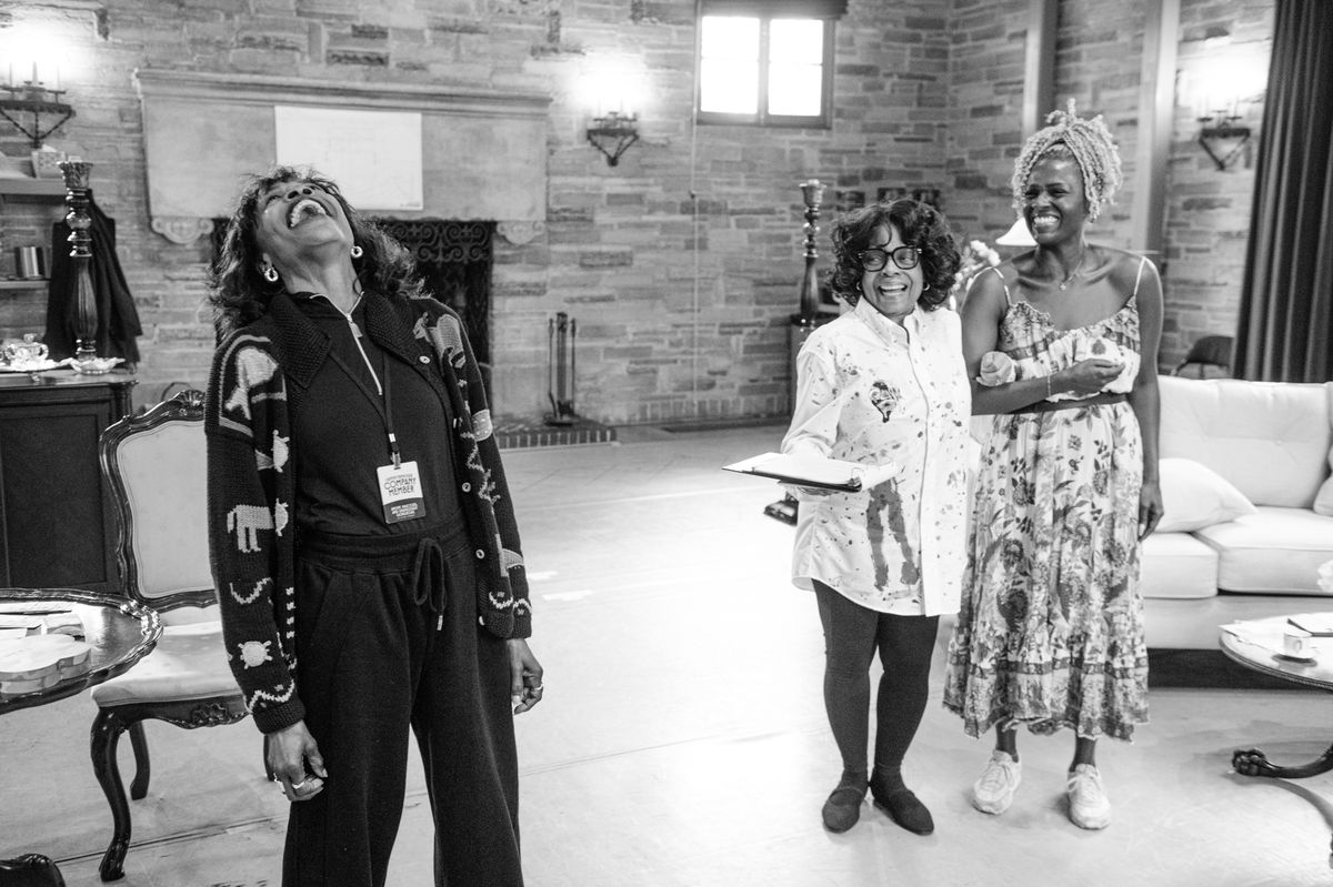 L-R: Charlayne Woodard, Denise Burse and Deborah Joy Winans in rehearsal for Angry, Raucous, and Shamelessly Gorgeous at Geffen Playhouse. Photo by Isaak Berliner. L-R: Charlayne Woodard, Denise Burse and Deborah Joy Winans in rehearsal for Angry, Raucous, and Shamelessly Gorgeous at Geffen Playhouse. Photo by Isaak Berliner.