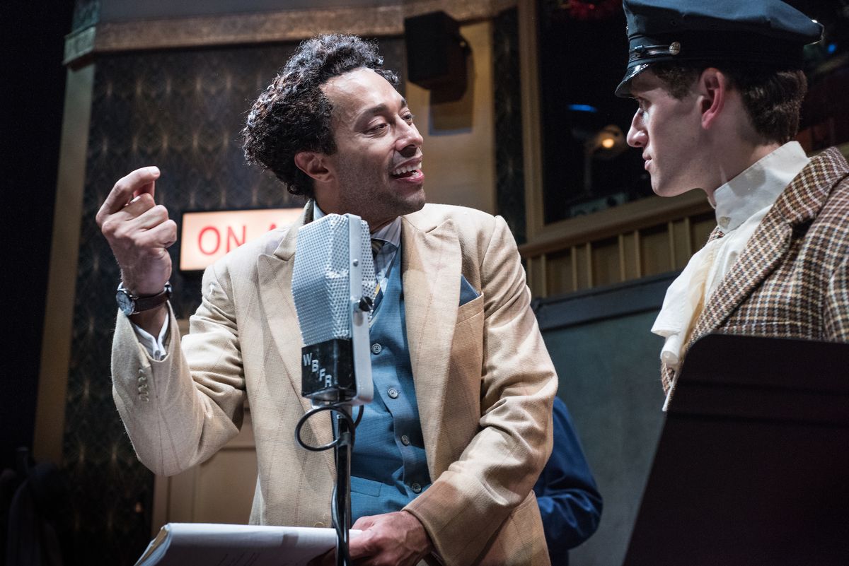 William DeMeritt and Evan Andrew Horwitz in IT'S A WONDERFUL LIFE: A LIVE RADIO PLAY at Alabama Shakespeare Festival. Photo by Ann Little. William DeMeritt and Evan Andrew Horwitz in IT'S A WONDERFUL LIFE: A LIVE RADIO PLAY at Alabama Shakespeare Festival. Photo by Ann Little.