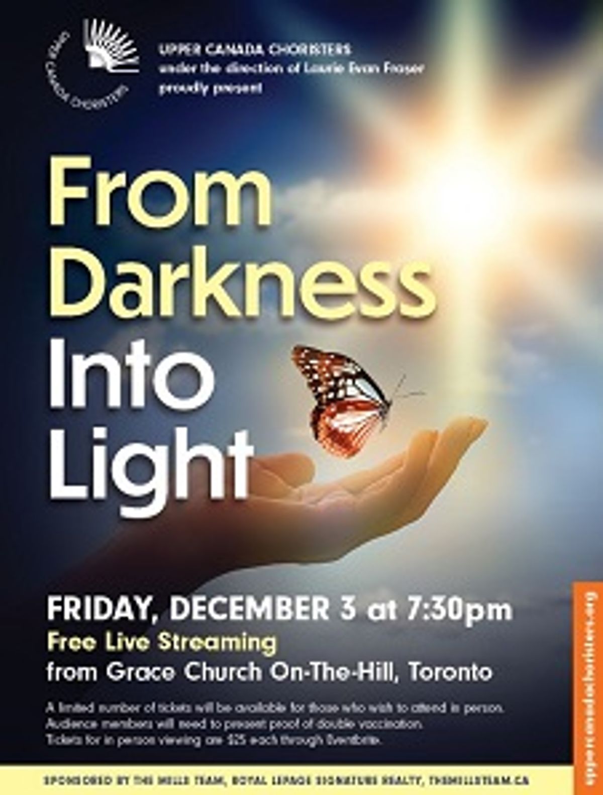 Poster for the Upper Canada Choristers & Cantemos December 3 holiday concert, From Darkness Into Light. Poster for the Upper Canada Choristers & Cantemos December 3 holiday concert, From Darkness Into Light.