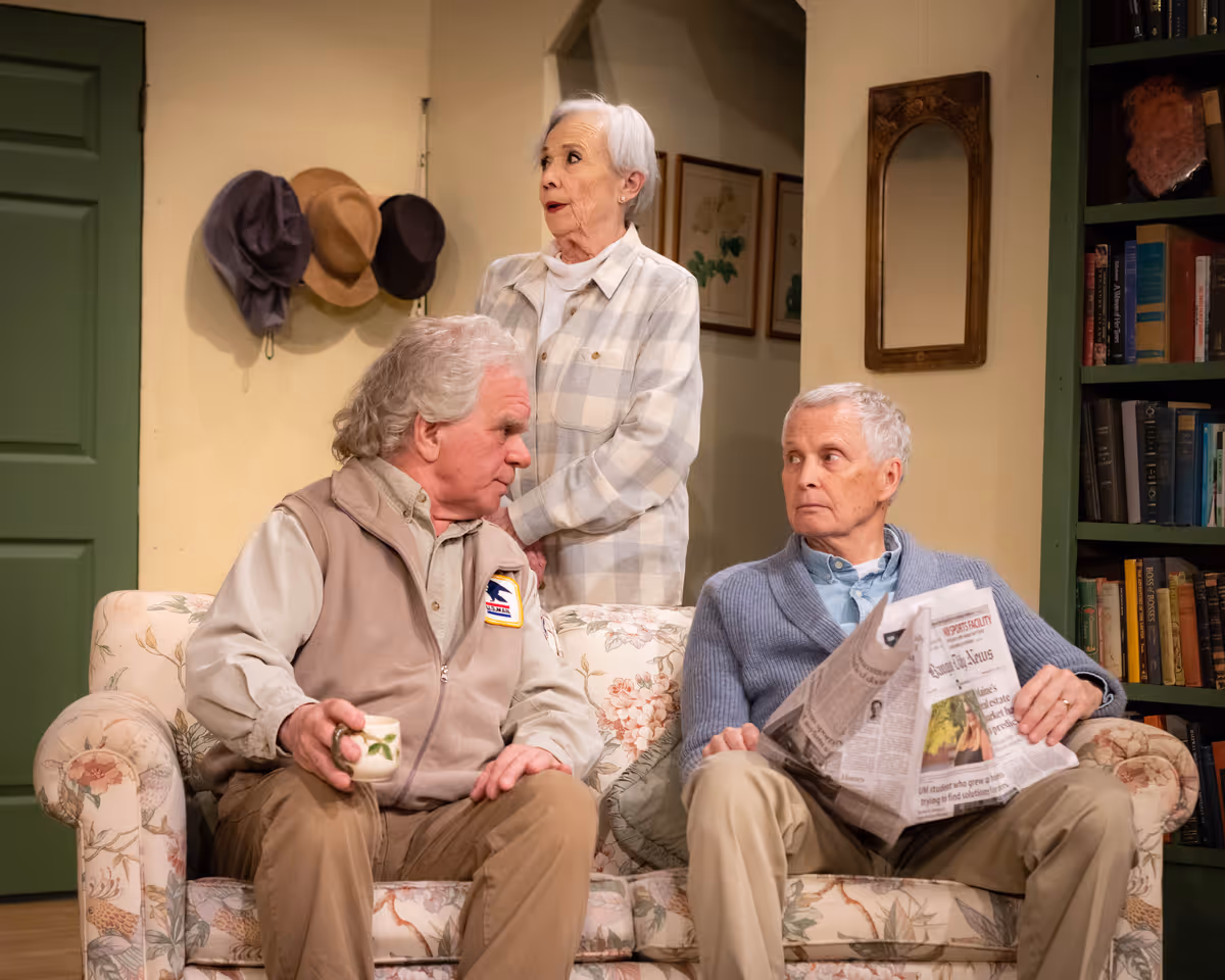 (left to right) Rufus de Rham as Charlie, Dandy Barrett as Ethel and Tim Breslin as Norman (Photo Credit: Trish Haldin)