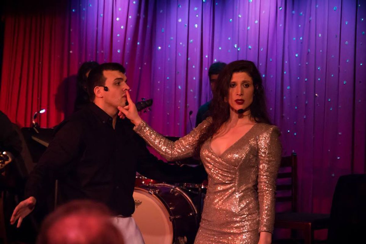 Tommy Walker (Carlo) and Jenni Lark (Isabella) in TRUFFLES: Mystery at Swing 46, Restaurant Row, NYC. Tommy Walker (Carlo) and Jenni Lark (Isabella) in TRUFFLES: Mystery at Swing 46, Restaurant Row, NYC.
