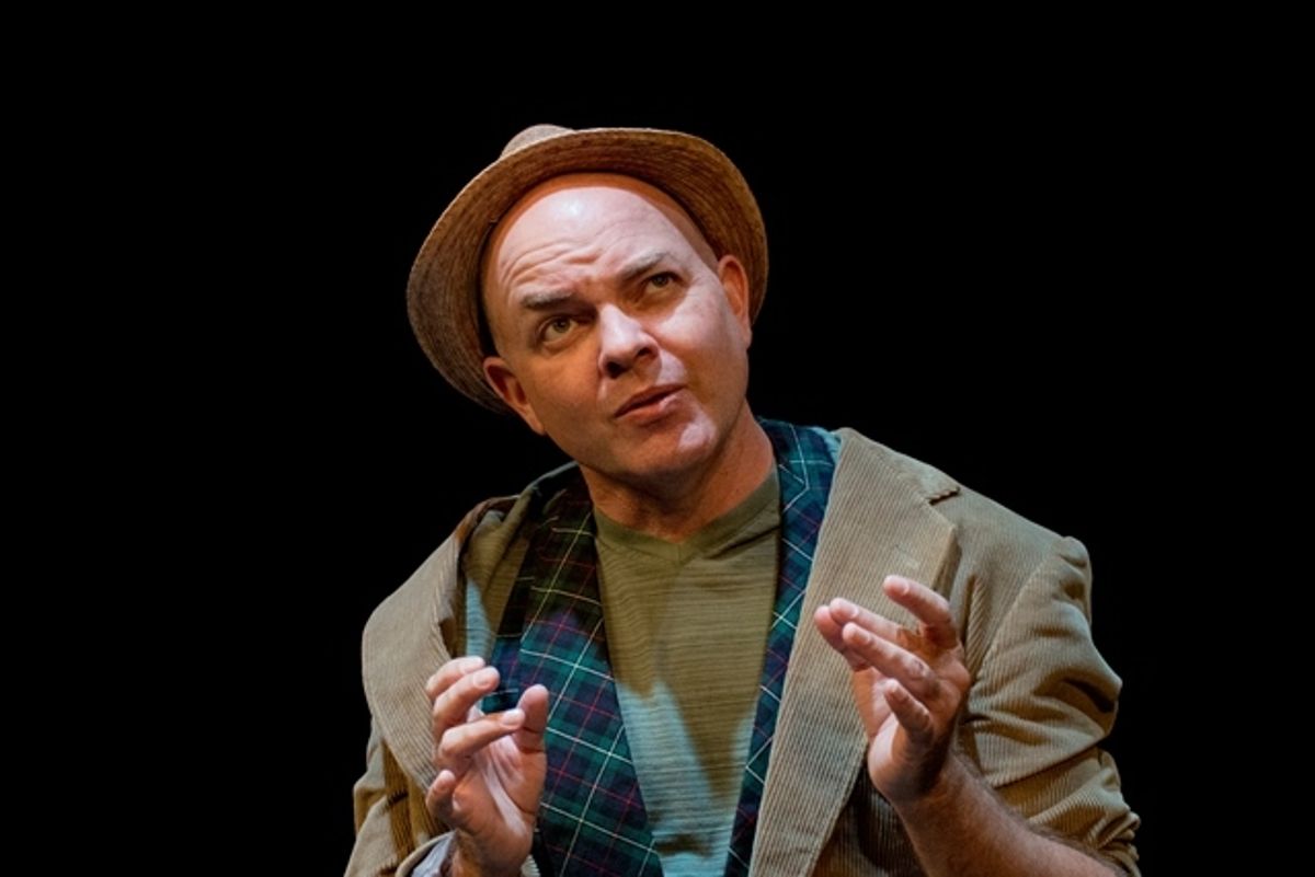 Jon VanMiddlesworth is Peter Gnit in TampaRep's production of Gnit (that's Guh-nit), Will Eno's “wickedly funny, relentlessly intelligent” play. (Photo by Megan Lamasney)