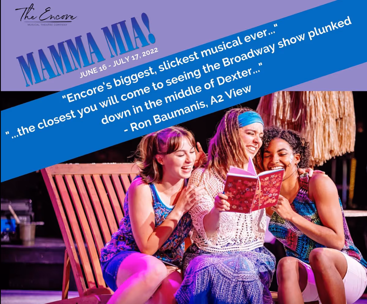 Jordyn Davis, Kate Cummings and Brooke Taylor in Mamma Mia! at The Encore. Photo by Michele Anliker Jordyn Davis, Kate Cummings and Brooke Taylor in Mamma Mia! at The Encore. Photo by Michele Anliker