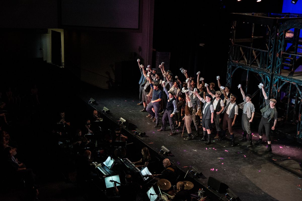 The cast of NEWSIES from Servant Stage.  Photo credit: Alex Detter ServantStage.org/Newsies