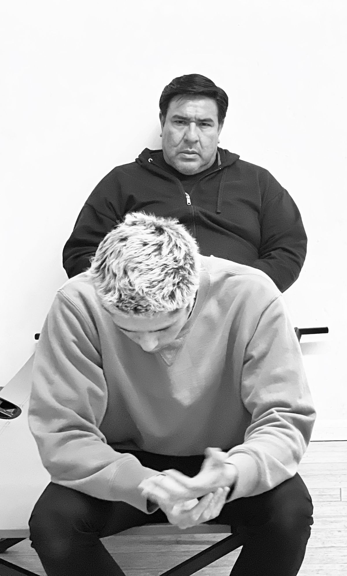Ramon Suzara as Gus and Michael Martinez-Hamilton* as Ben in THE DUMB WAITER by Harold Pinter. Michael Martinez-Hamilton appears courtesy of Actors' Equity Association.