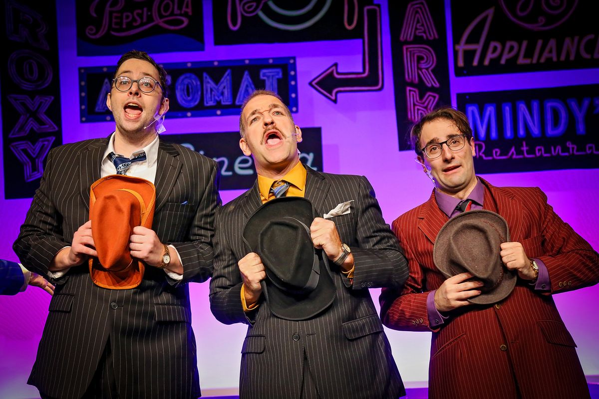 (Left to right) Nicely-Nicely Johnson (Michael Kirkland), Nathan Detroit (Joseph DeMaio) and Benny Southstreet (Joseph Bryant)  Photo Credit: Fawn Nocera Photography