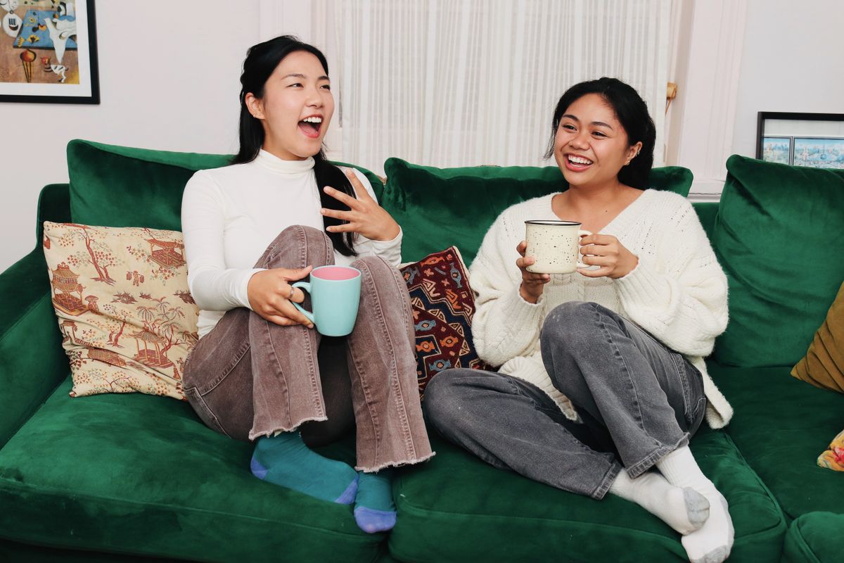 Judy Song and Jenna Agbayani in The Huntington''s production of The Heart Sellers by Lloyd Suh. Directed by May Adrales. Playing at the Calderwood Pavilion at the BCA (Nov 21 - Dec 23). Photo by Lia Ch