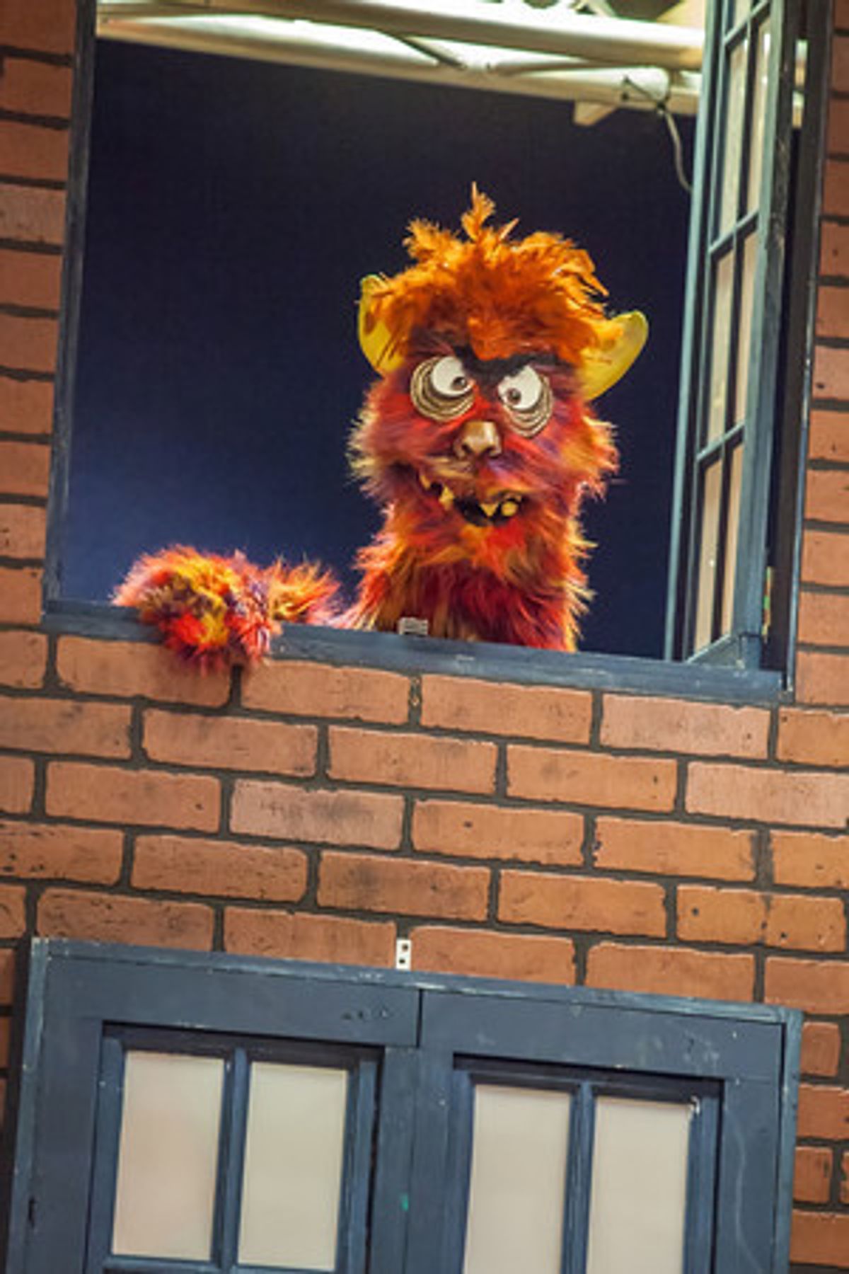 Trekkie Monster in his window. Trekkie Monster in his window.