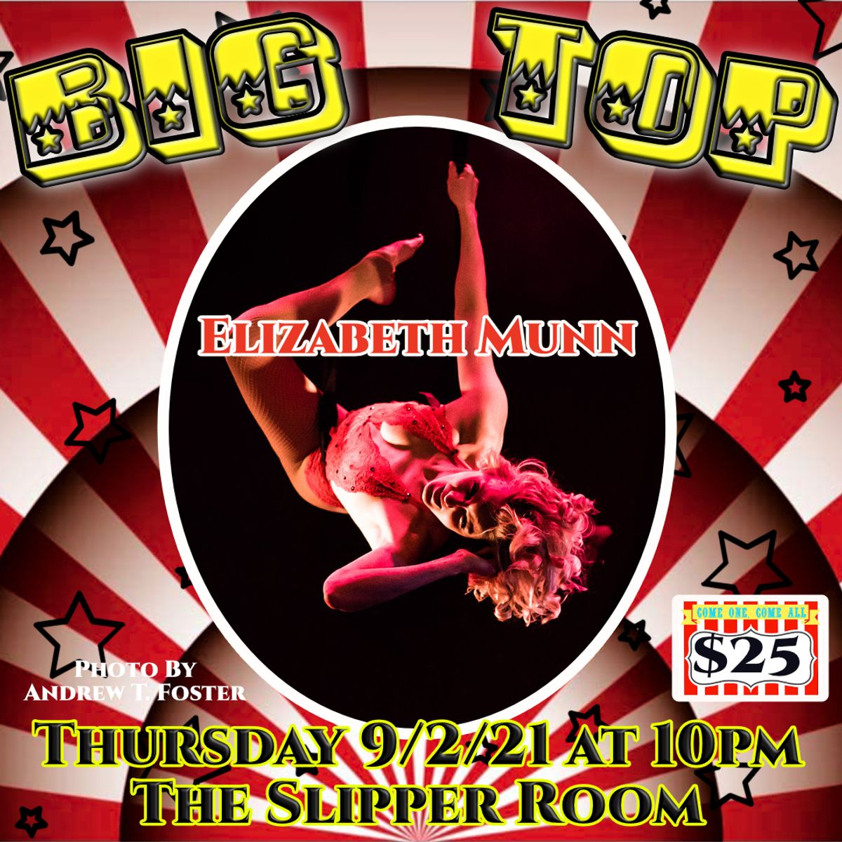 Elizabeth Munn is our featured aerialist for the September 2nd show! Photo by Andrew T. Foster