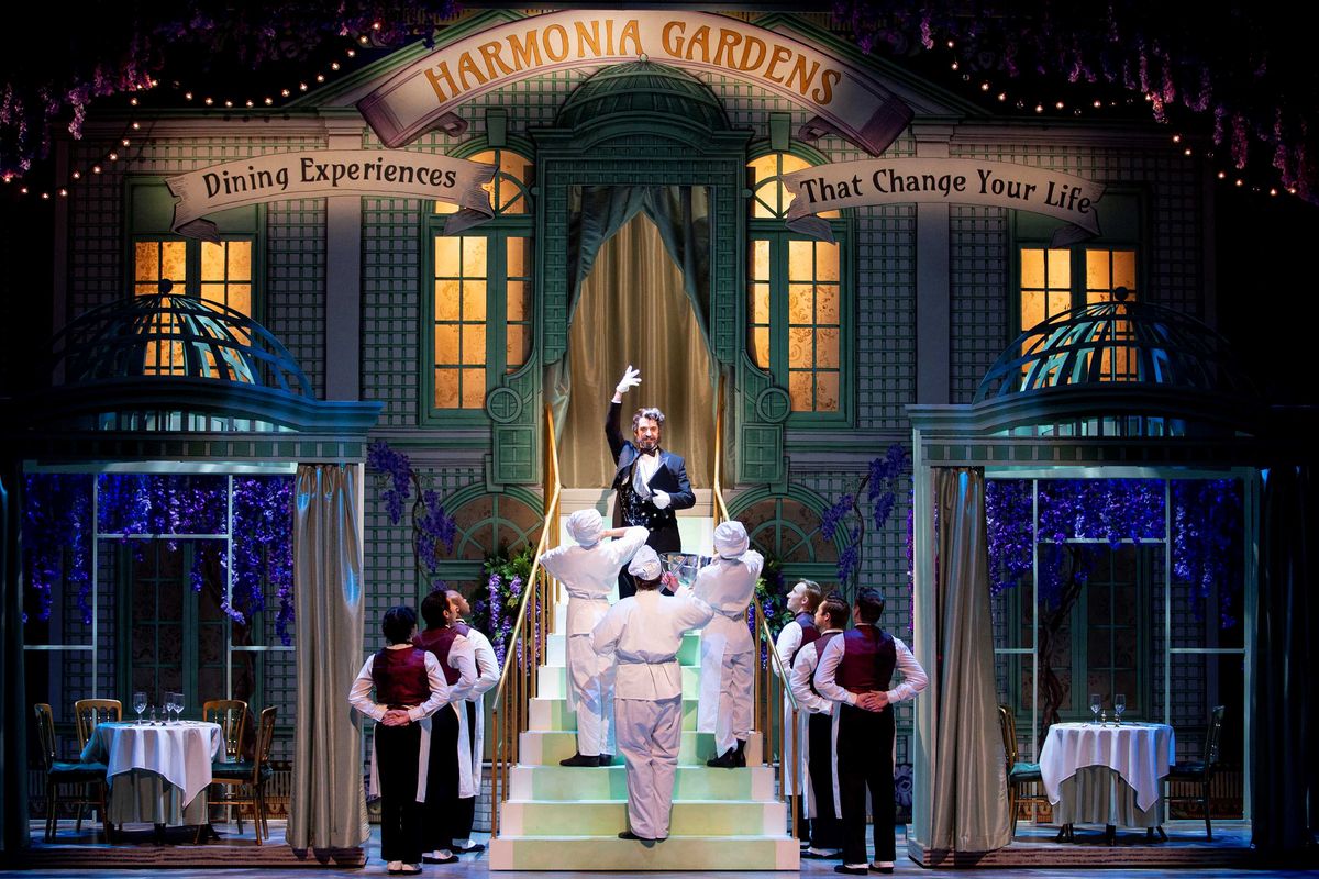 John David Scott and the cast of Hello, Dolly! at Village Theatre. Photo by Angela Sterling (2023). John David Scott and the cast of Hello, Dolly! at Village Theatre. Photo by Angela Sterling (2023).