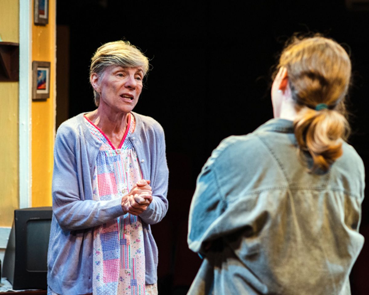 'night, Mother by Marsha Norman at Spotlighters Theatre, directed by Suzanne Beal.
Valerie Lash as Thelma (Mama) and Erin Klarner as Jesse
Set Design/Scenic Art at Alan Zemla
Costumes by Rachel Smith
Properties by Melissa Banister
Lighting by Fuzz Roark
Stage Managed by Thom Buckley