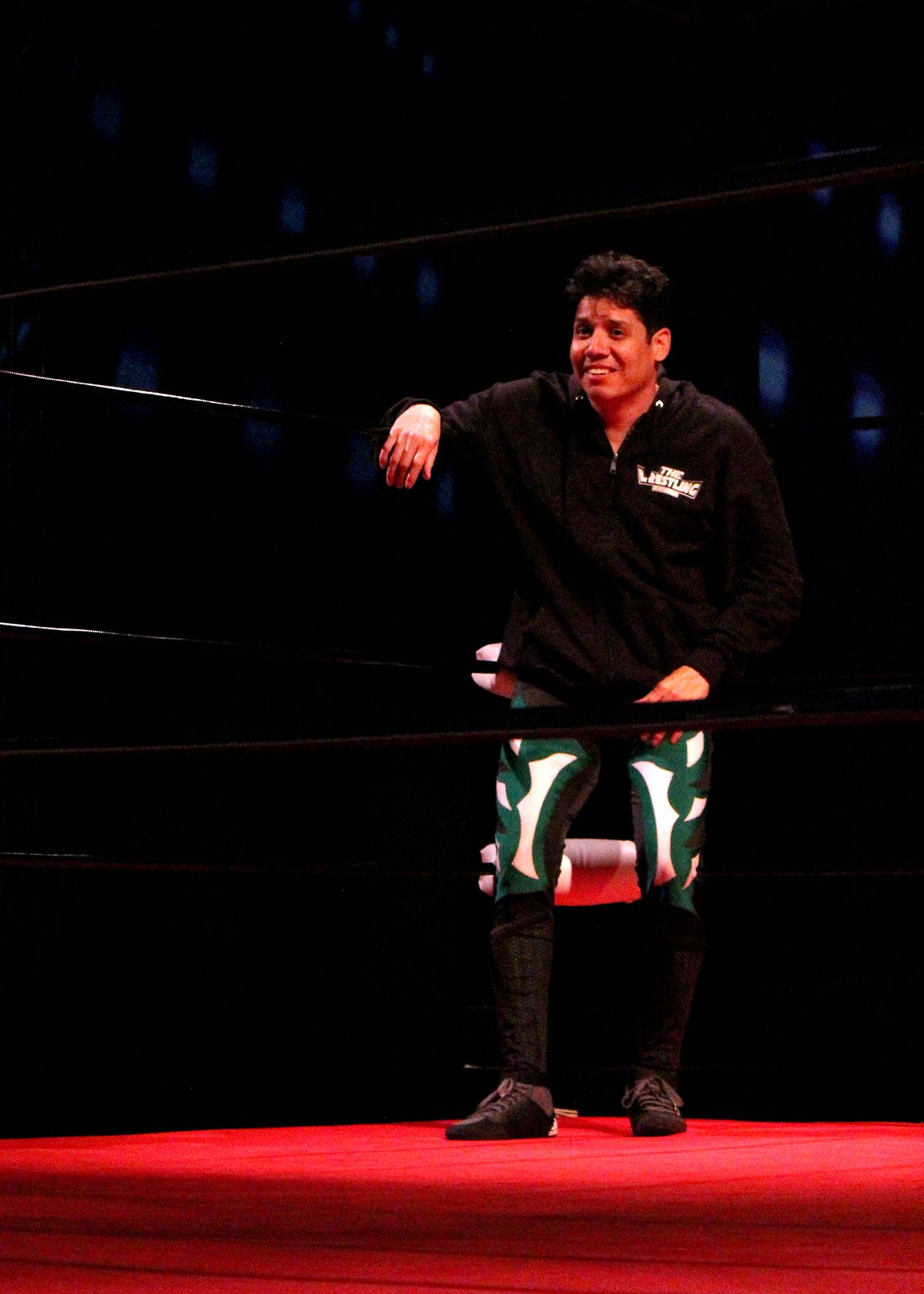 Rudy Solis III in Chance Theater's OC premier of "The Elaborate Entrance of Chad Deity." Playing September 23 - October 23, 2022 at Bette Aitken theater arts Center on the Cripe Stage. Written by Kristoffer Diaz, Directed by Jeremy Aluma, Fight Direction by Martin Noyes. Photo by Camryn Long
