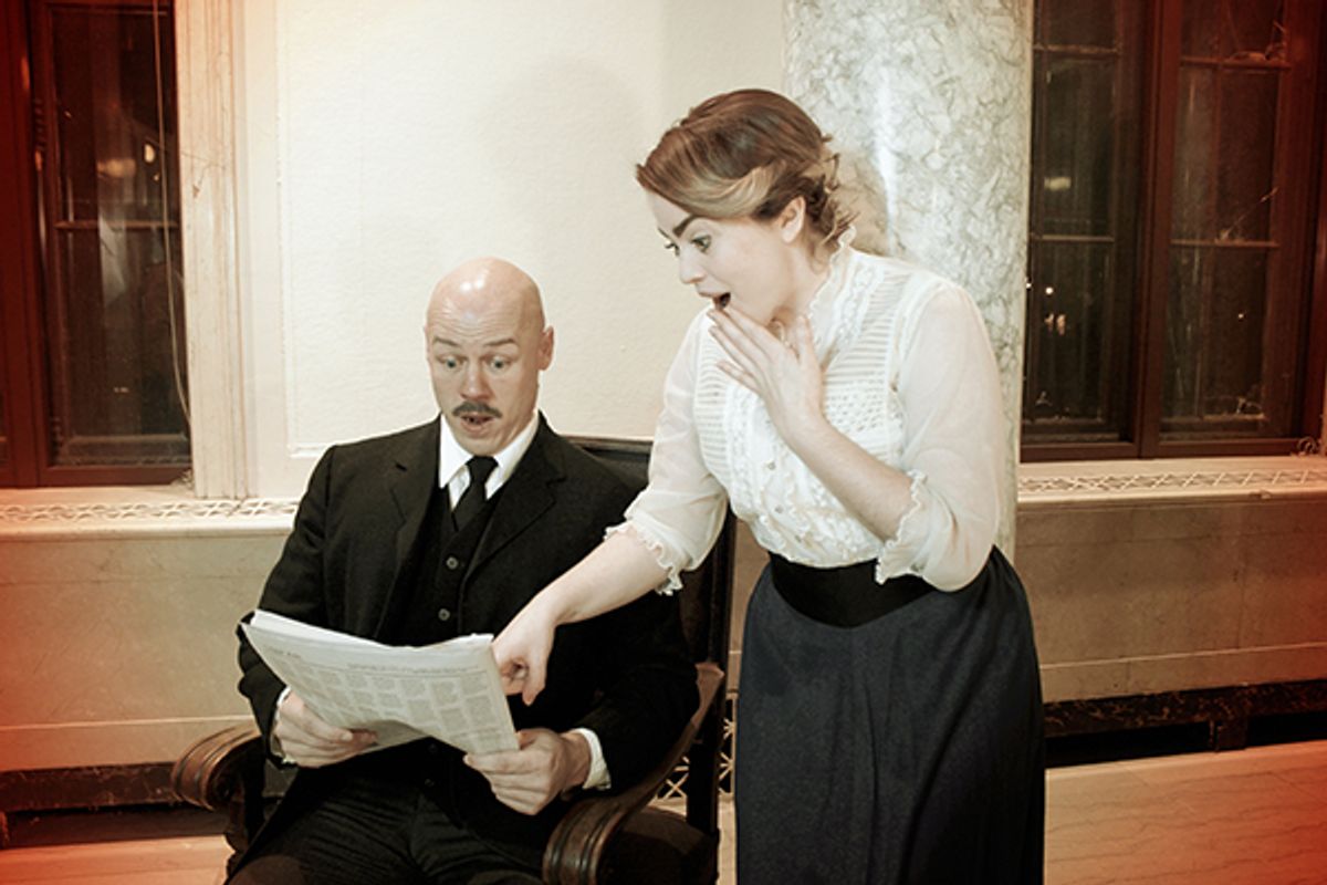 Pictured: Adam Petzold as Theo Maske and Jillian Severin as Louise Maske. Photo by Dan Howell Pictured: Adam Petzold as Theo Maske and Jillian Severin as Louise Maske. Photo by Dan Howell