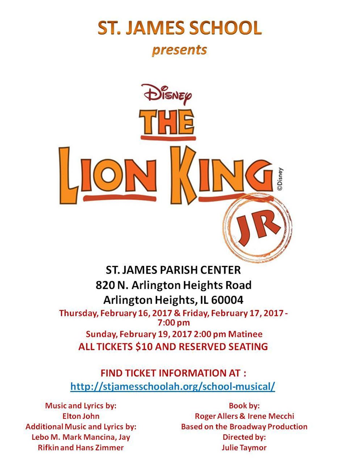 The picture lists performance dates, venue address and where to buy tickets on line.  