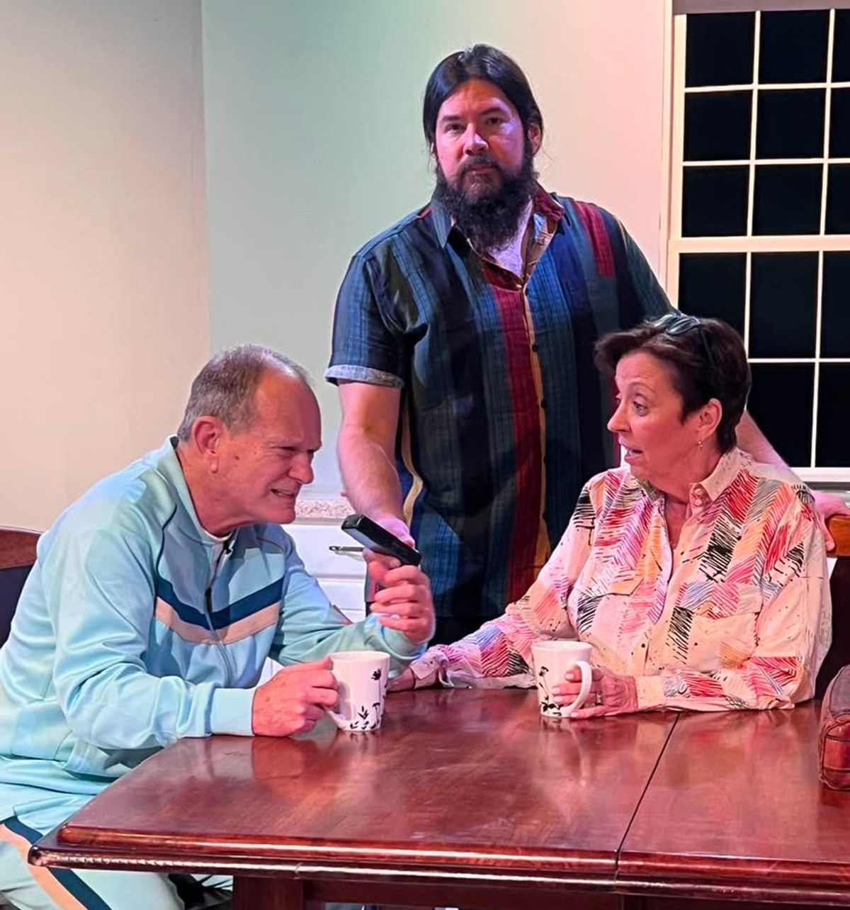 L to R: Terry Veal, David Burkhart, and Lilli Bassett as Irv, Larry, and Jean Sultan. L to R: Terry Veal, David Burkhart, and Lilli Bassett as Irv, Larry, and Jean Sultan.