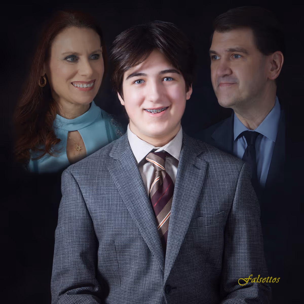 Lisa Spielman as Trina, Jake Ellengold as Jason, and Edward Van Saders as Marvin in Antrim Playhouse’s Production of Falsettos.
Photo Credit: www.Chris Hietikko photography.com
