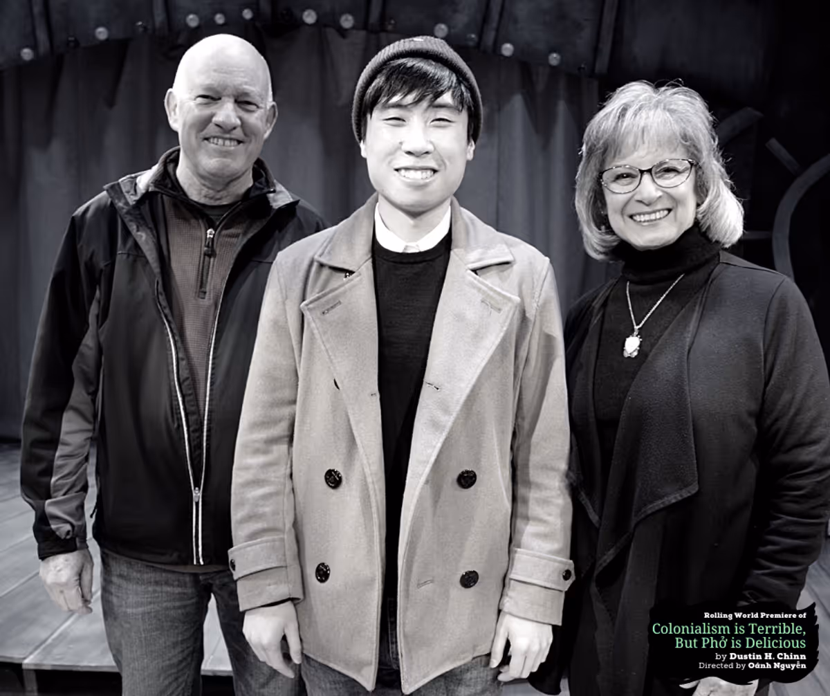 Steve and Louise Koch sponsoreed Dustin Vuong Nguyen at the Design Preview Party for the rolling world premiere of "Colonialism is Terrible But Phở is Delicious" at Chance Theater. Photo by Daniel Meyers.