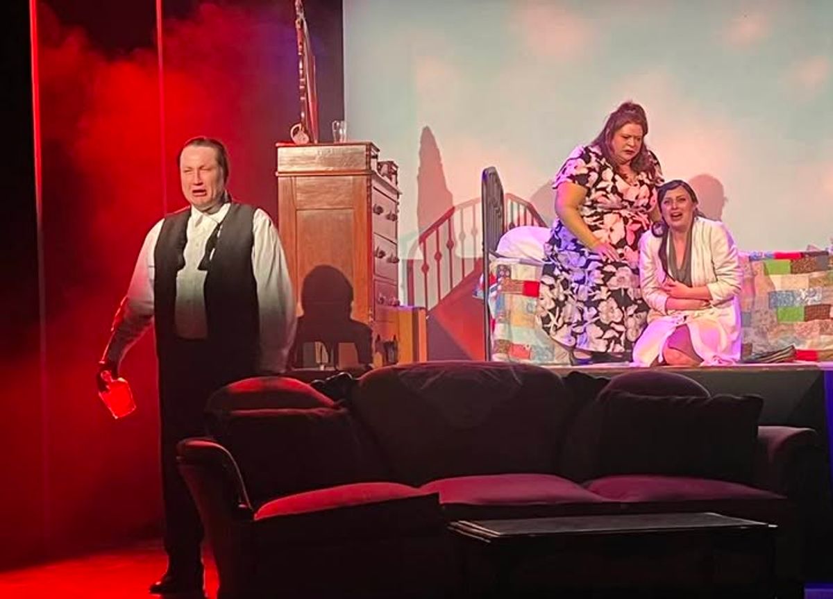 Here, Violet s world is spinning out of control. Pictured L-R: CW Bardsher, Kelsey Fisher-Waits, and Tristan Catherine O Hara Here, Violet s world is spinning out of control. Pictured L-R: CW Bardsher, Kelsey Fisher-Waits, and Tristan Catherine O Hara